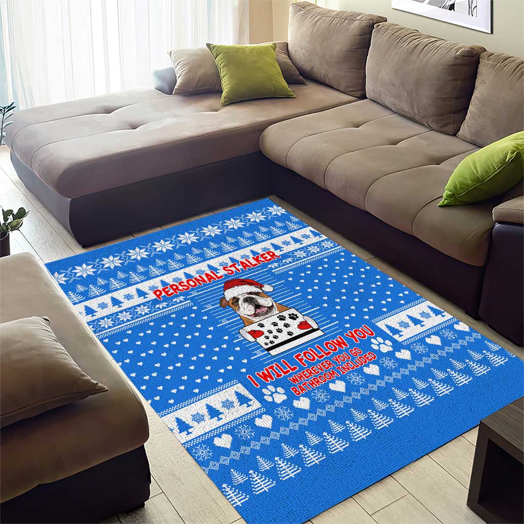 Christmas Stalker Bulldog Area Rug Xmas Holiday Patterns - Wonder Print Shop