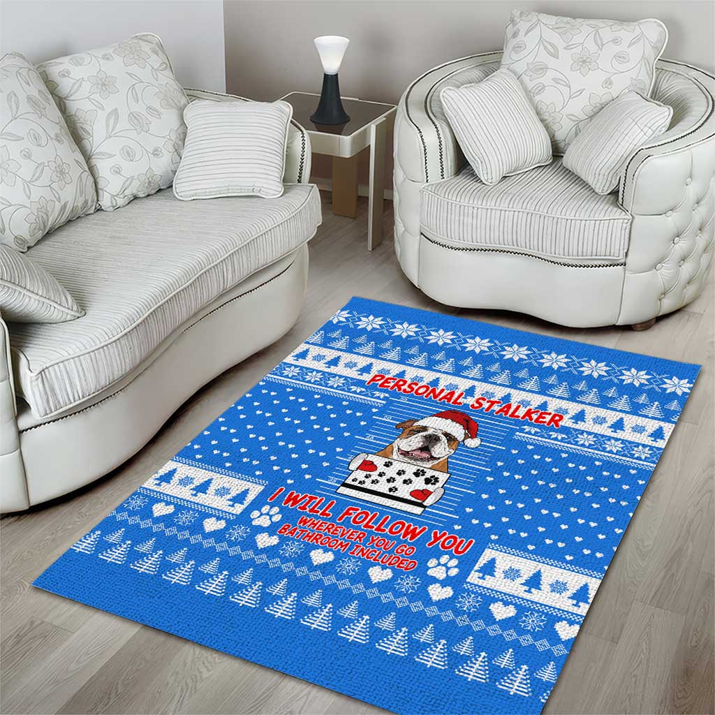 Christmas Stalker Bulldog Area Rug Xmas Holiday Patterns - Wonder Print Shop