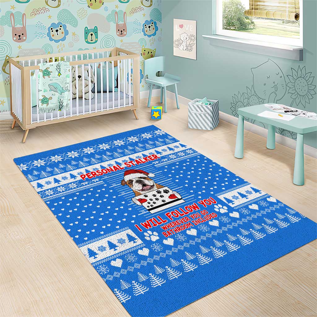 Christmas Stalker Bulldog Area Rug Xmas Holiday Patterns - Wonder Print Shop