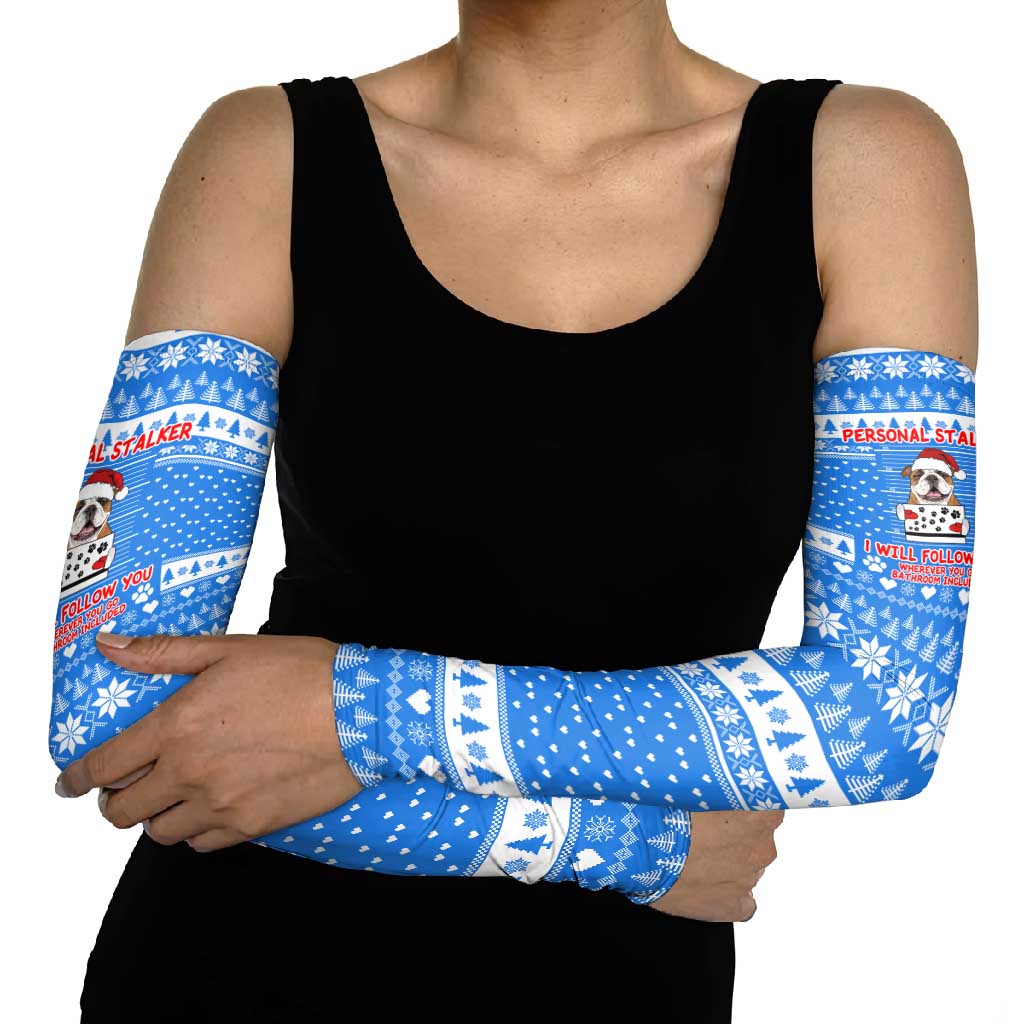 Christmas Stalker Bulldog Arm Sleeves Xmas Holiday Patterns - Wonder Print Shop
