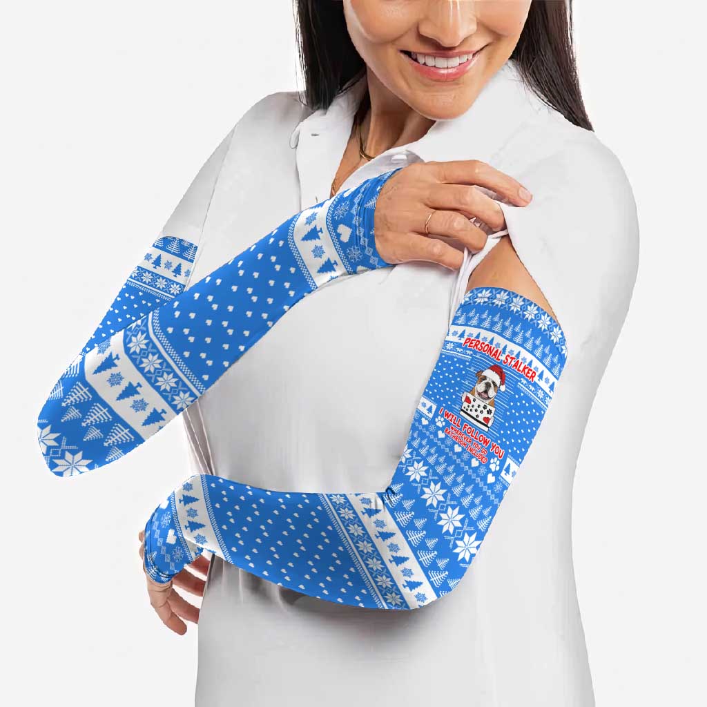 Christmas Stalker Bulldog Arm Sleeves Xmas Holiday Patterns - Wonder Print Shop