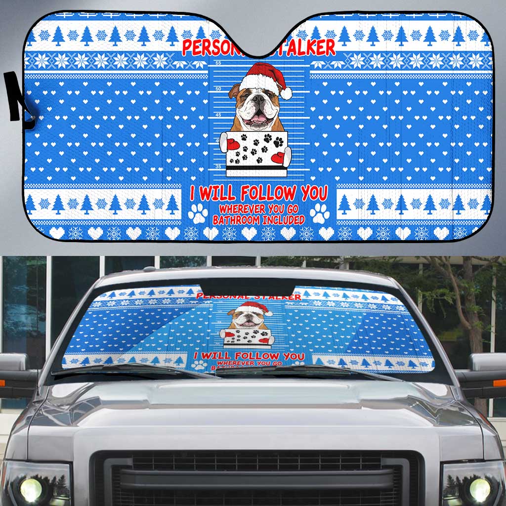 Christmas Stalker Bulldog Auto Sun Shade Xmas Holiday Patterns - Wonder Print Shop