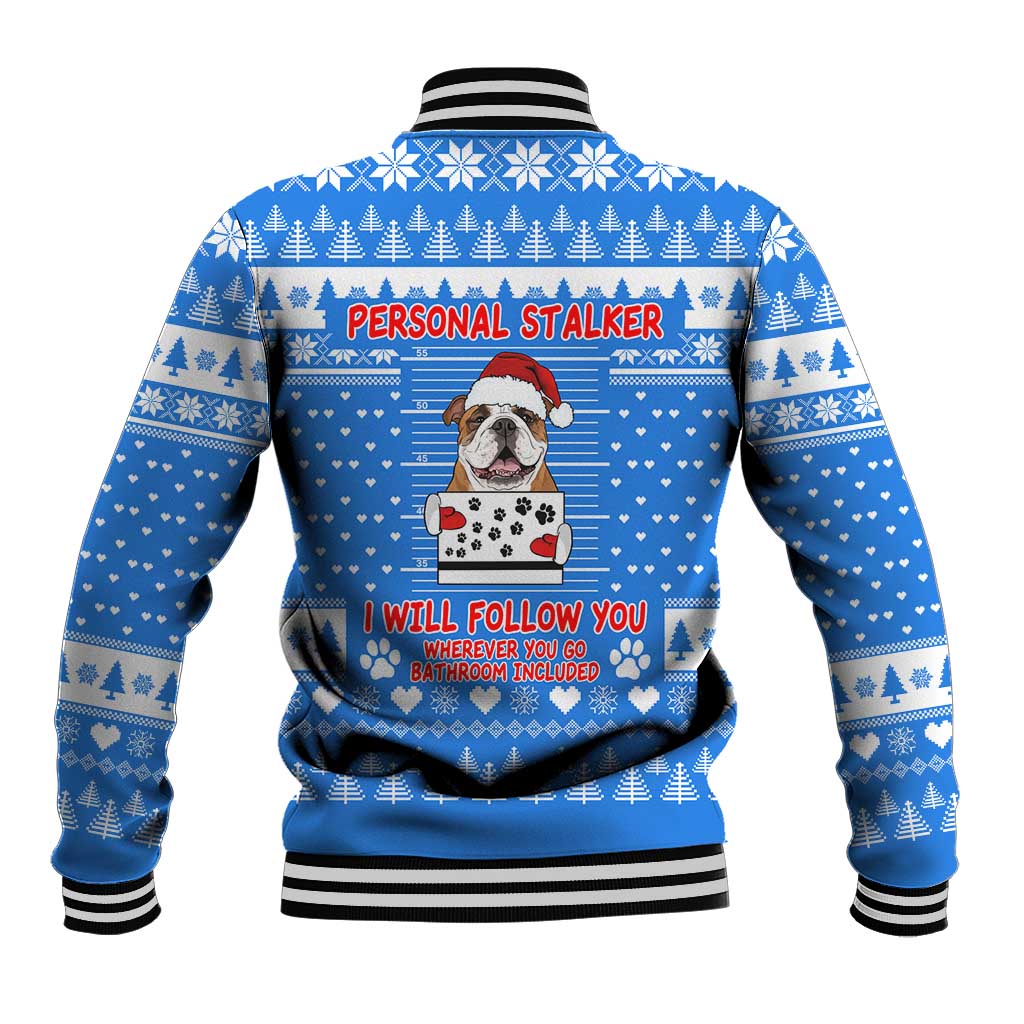 Christmas Stalker Bulldog Baseball Jacket Xmas Holiday Patterns - Wonder Print Shop