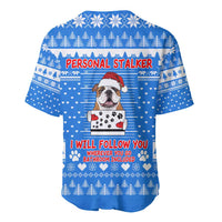 Christmas Stalker Bulldog Baseball Jersey Xmas Holiday Patterns - Wonder Print Shop