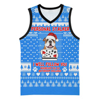 Christmas Stalker Bulldog Basketball Jersey Xmas Holiday Patterns - Wonder Print Shop