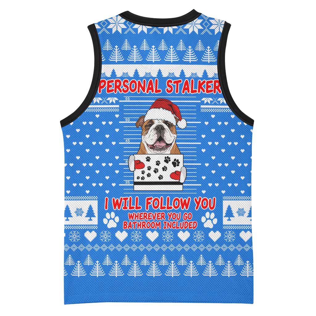Christmas Stalker Bulldog Basketball Jersey Xmas Holiday Patterns - Wonder Print Shop