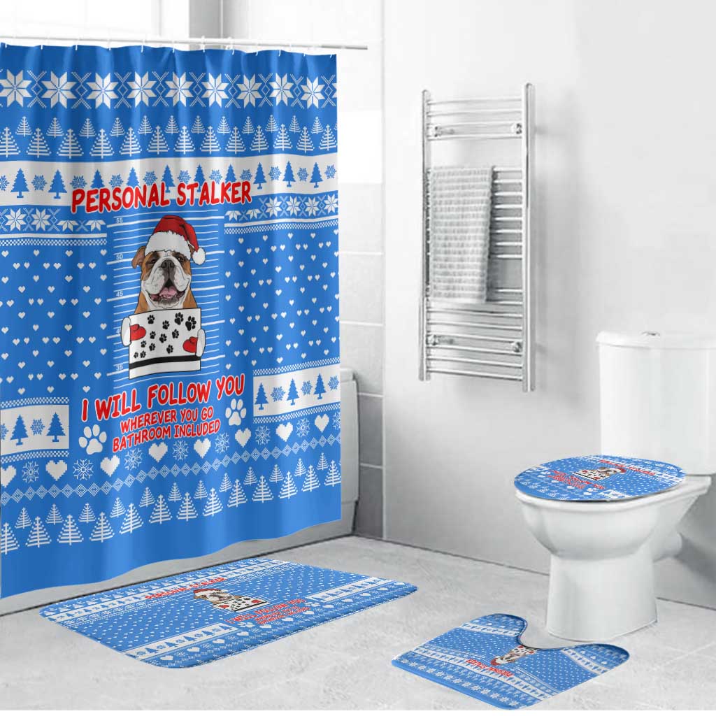 Christmas Stalker Bulldog Bathroom Set Xmas Holiday Patterns - Wonder Print Shop