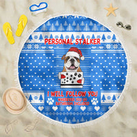 Christmas Stalker Bulldog Beach Blanket Xmas Holiday Patterns - Wonder Print Shop