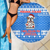 Christmas Stalker Bulldog Beach Blanket Xmas Holiday Patterns - Wonder Print Shop
