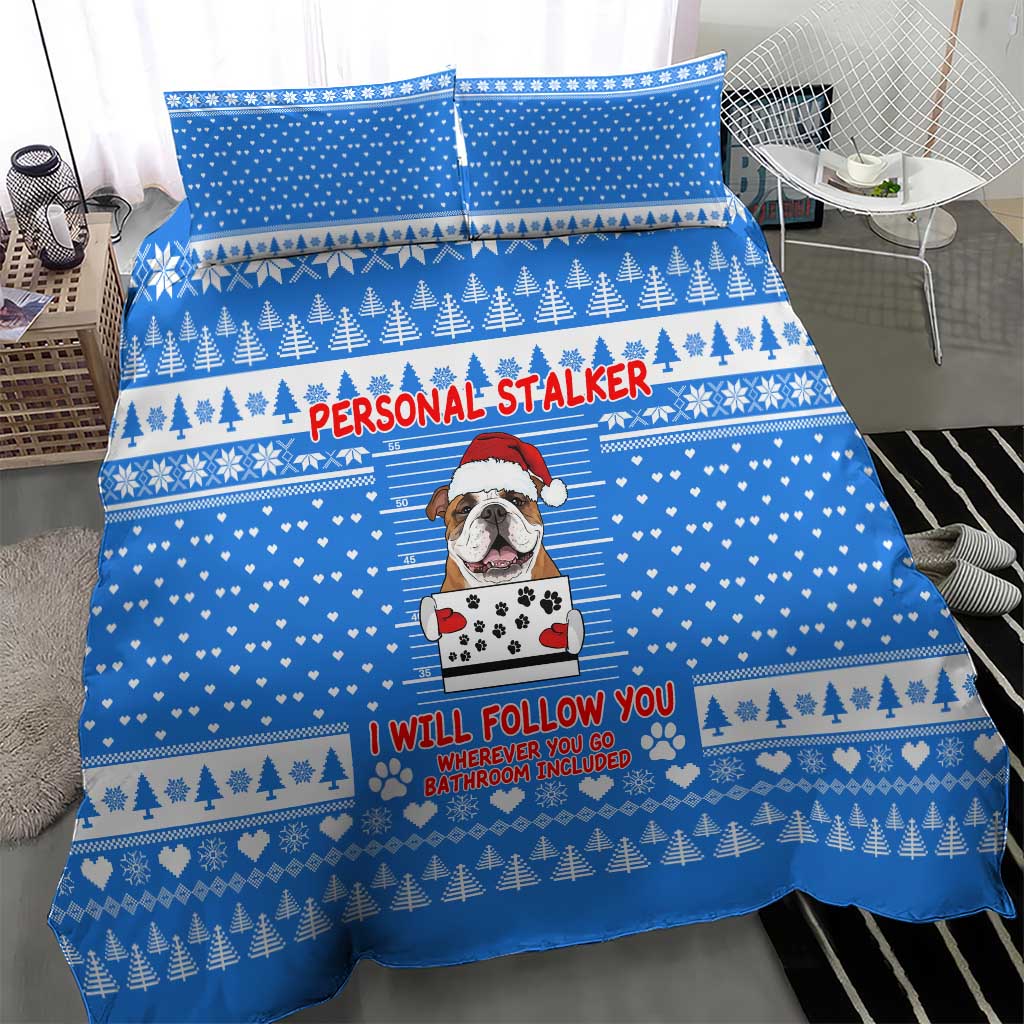 Christmas Stalker Bulldog Bedding Set Xmas Holiday Patterns - Wonder Print Shop