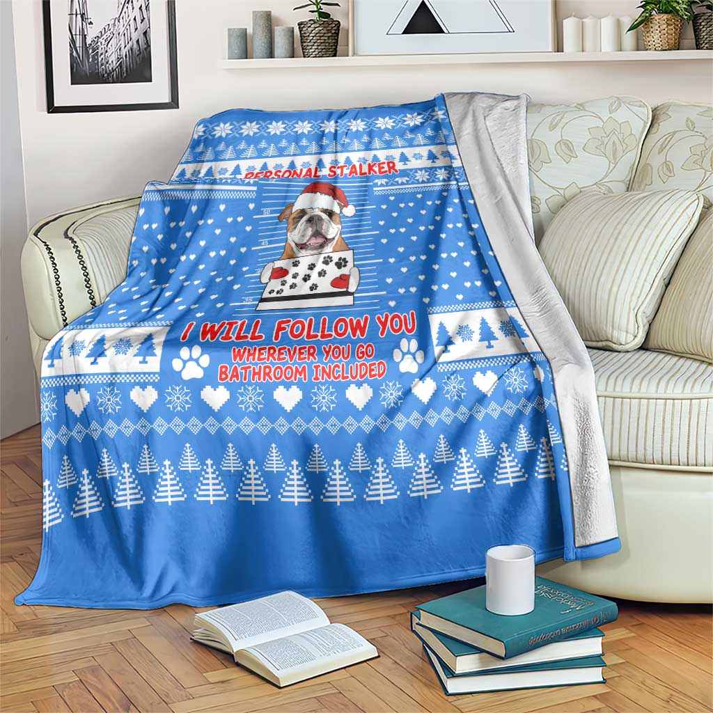 Christmas Stalker Bulldog Blanket Xmas Holiday Patterns - Wonder Print Shop