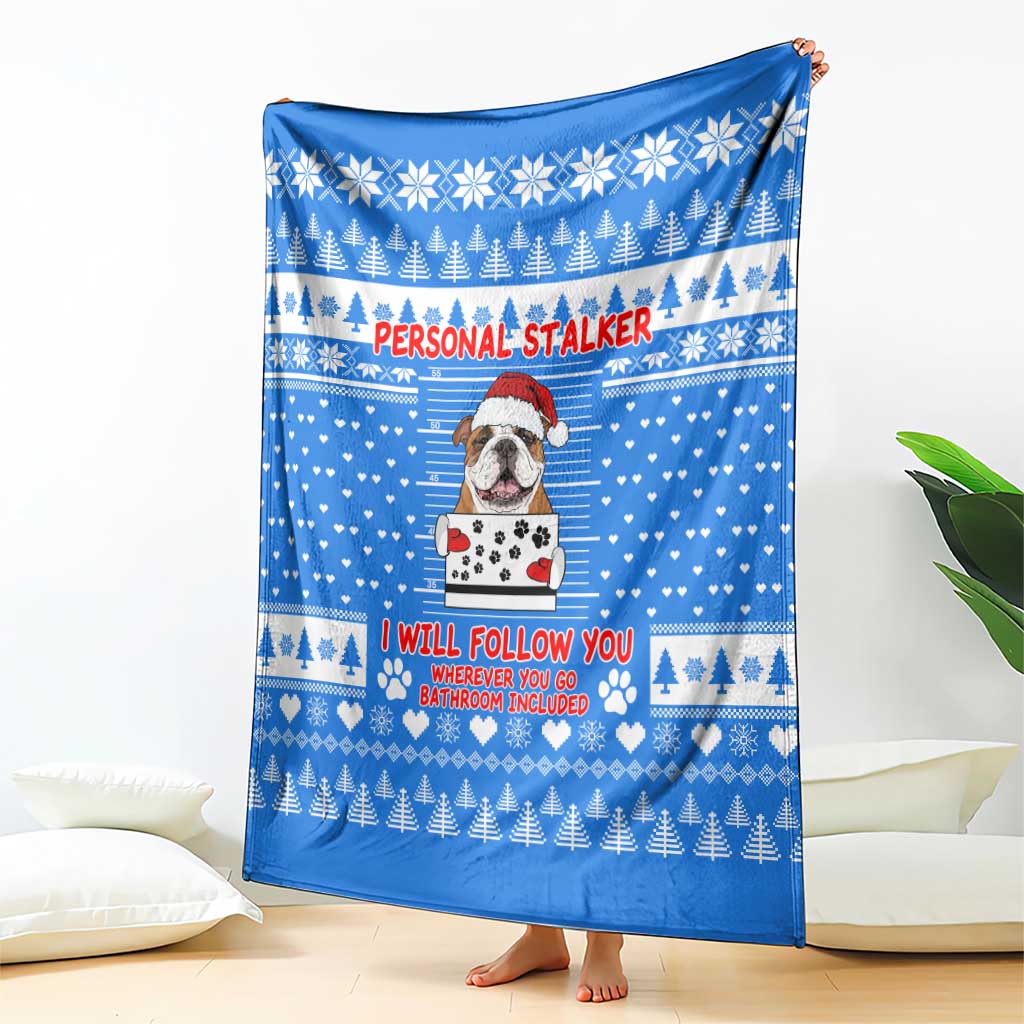 Christmas Stalker Bulldog Blanket Xmas Holiday Patterns - Wonder Print Shop