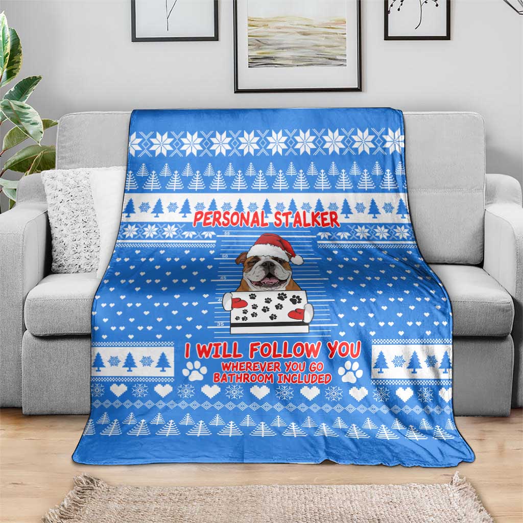 Christmas Stalker Bulldog Blanket Xmas Holiday Patterns - Wonder Print Shop