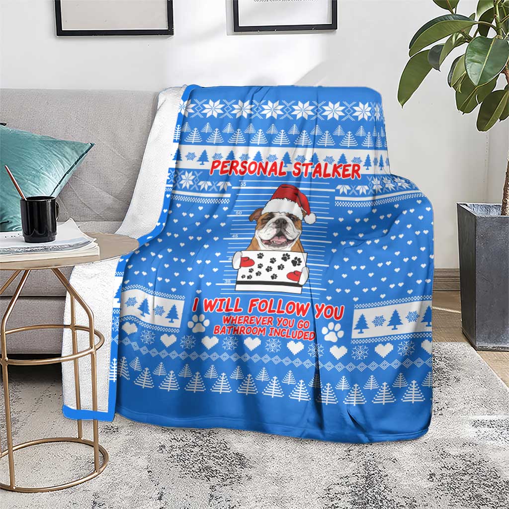 Christmas Stalker Bulldog Blanket Xmas Holiday Patterns - Wonder Print Shop