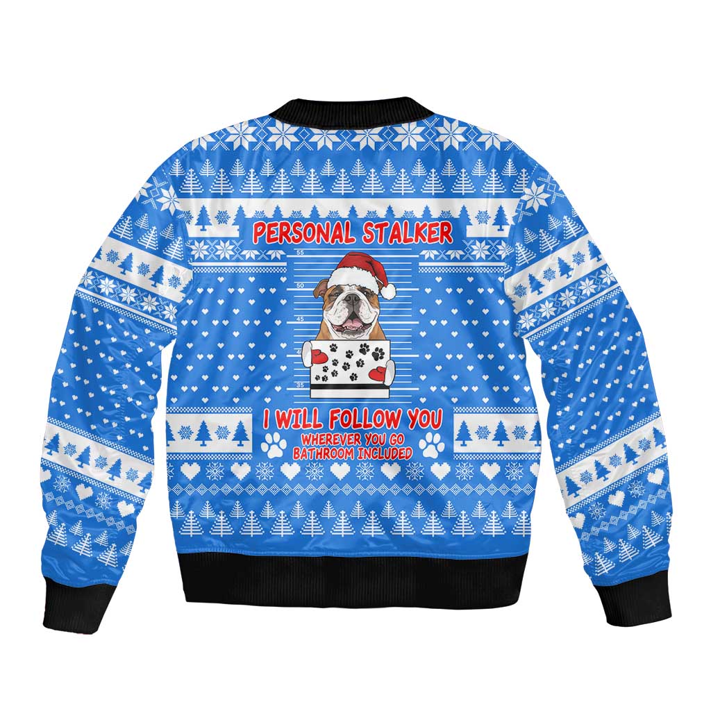 Christmas Stalker Bulldog Bomber Jacket Xmas Holiday Patterns - undefined
