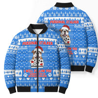 Christmas Stalker Bulldog Bomber Puffer Jacket Xmas Holiday Patterns - Wonder Print Shop