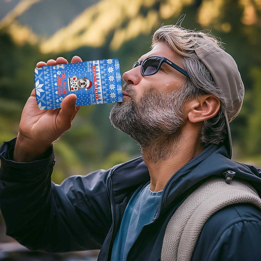 Christmas Stalker Bulldog 4 in 1 Can Cooler Tumbler Xmas Holiday Patterns - Wonder Print Shop