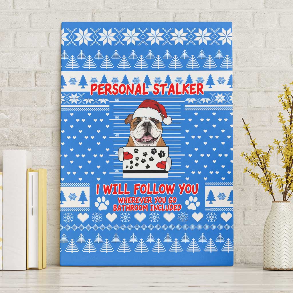 Christmas Stalker Bulldog Canvas Wall Art Xmas Holiday Patterns - Wonder Print Shop