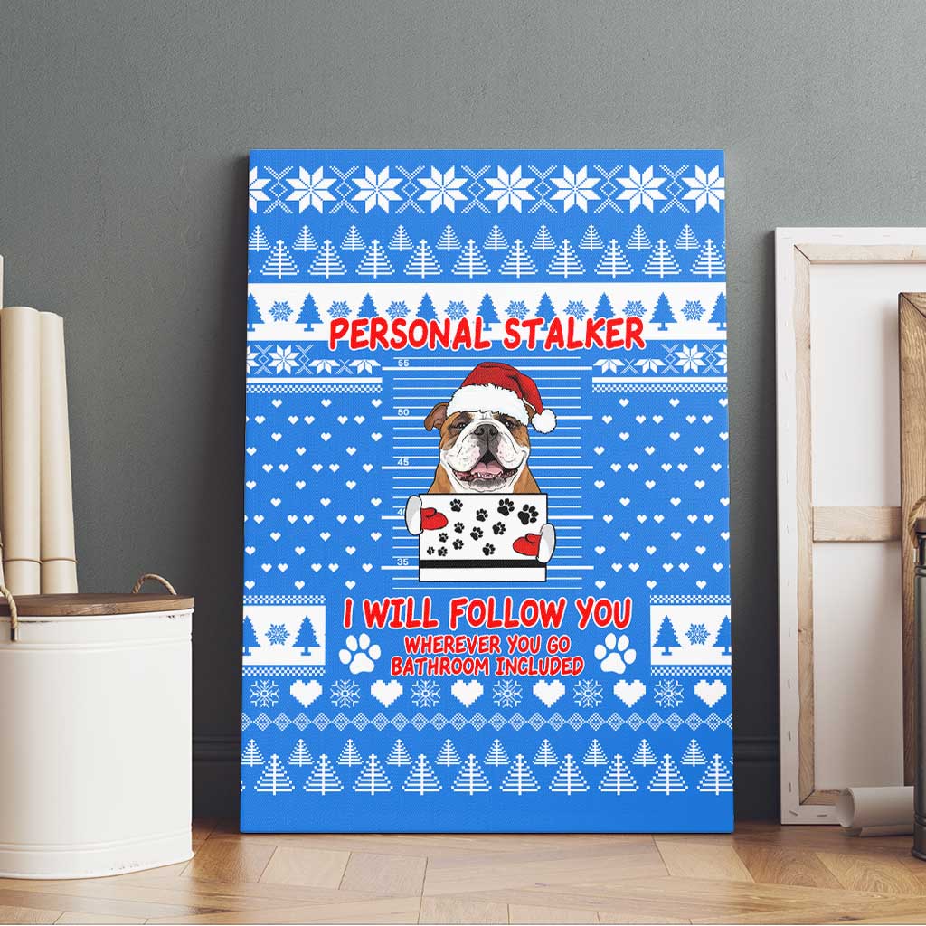 Christmas Stalker Bulldog Canvas Wall Art Xmas Holiday Patterns - Wonder Print Shop