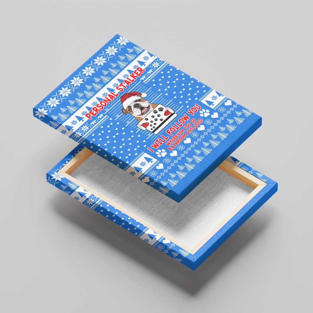 Christmas Stalker Bulldog Canvas Wall Art Xmas Holiday Patterns - Wonder Print Shop