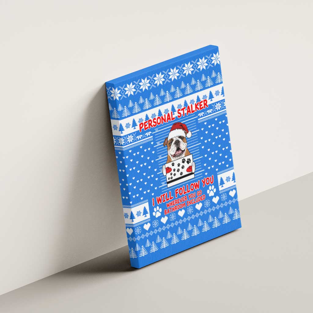Christmas Stalker Bulldog Canvas Wall Art Xmas Holiday Patterns - Wonder Print Shop
