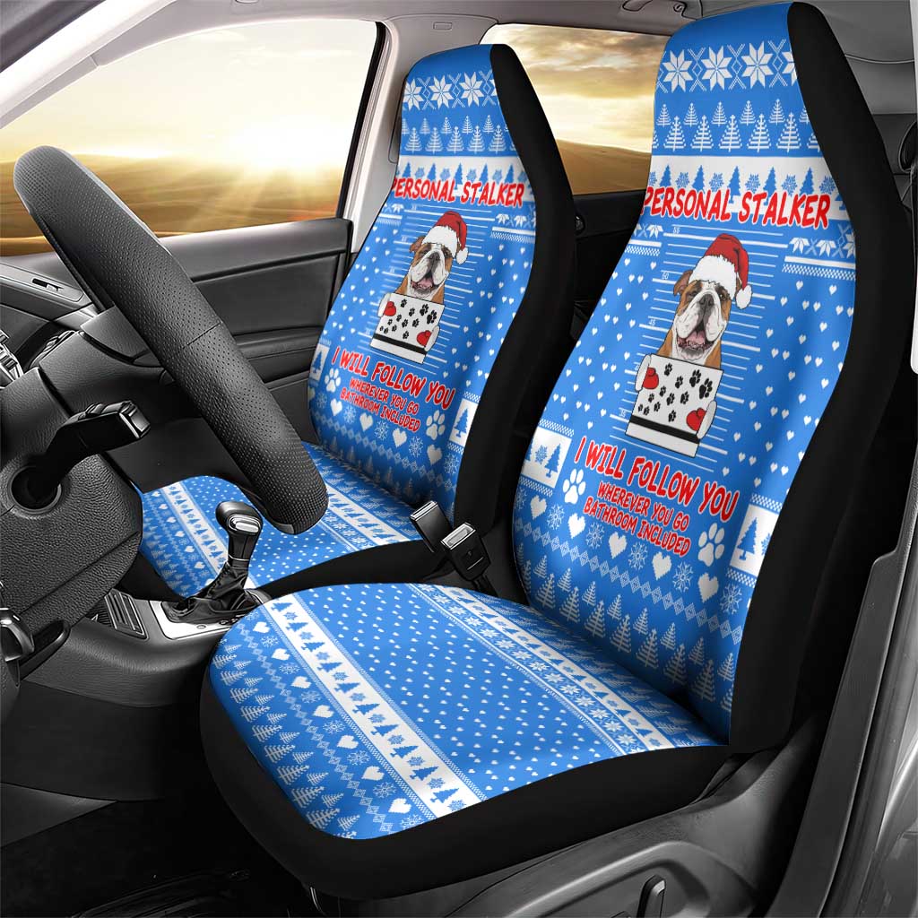 Christmas Stalker Bulldog Car Seat Cover Xmas Holiday Patterns - Wonder Print Shop