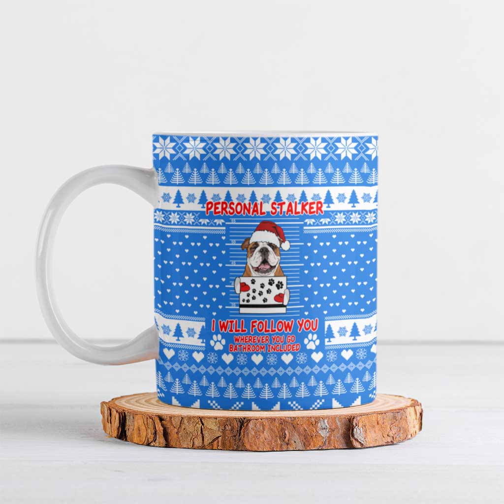 Christmas Stalker Bulldog Ceramic Mug Xmas Holiday Patterns - Wonder Print Shop
