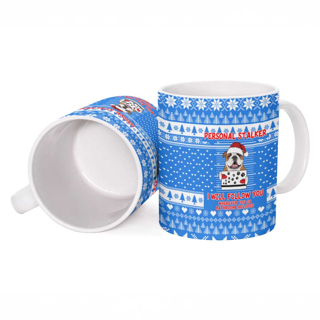 Christmas Stalker Bulldog Ceramic Mug Xmas Holiday Patterns - Wonder Print Shop
