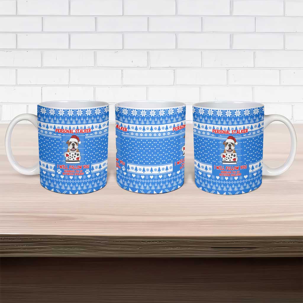 Christmas Stalker Bulldog Ceramic Mug Xmas Holiday Patterns - Wonder Print Shop