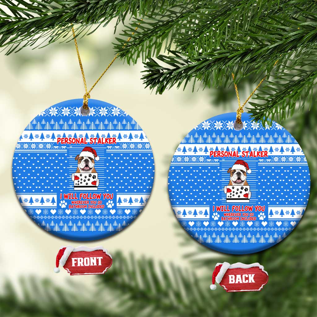 Christmas Stalker Bulldog Ceramic Ornament Xmas Holiday Patterns - Wonder Print Shop