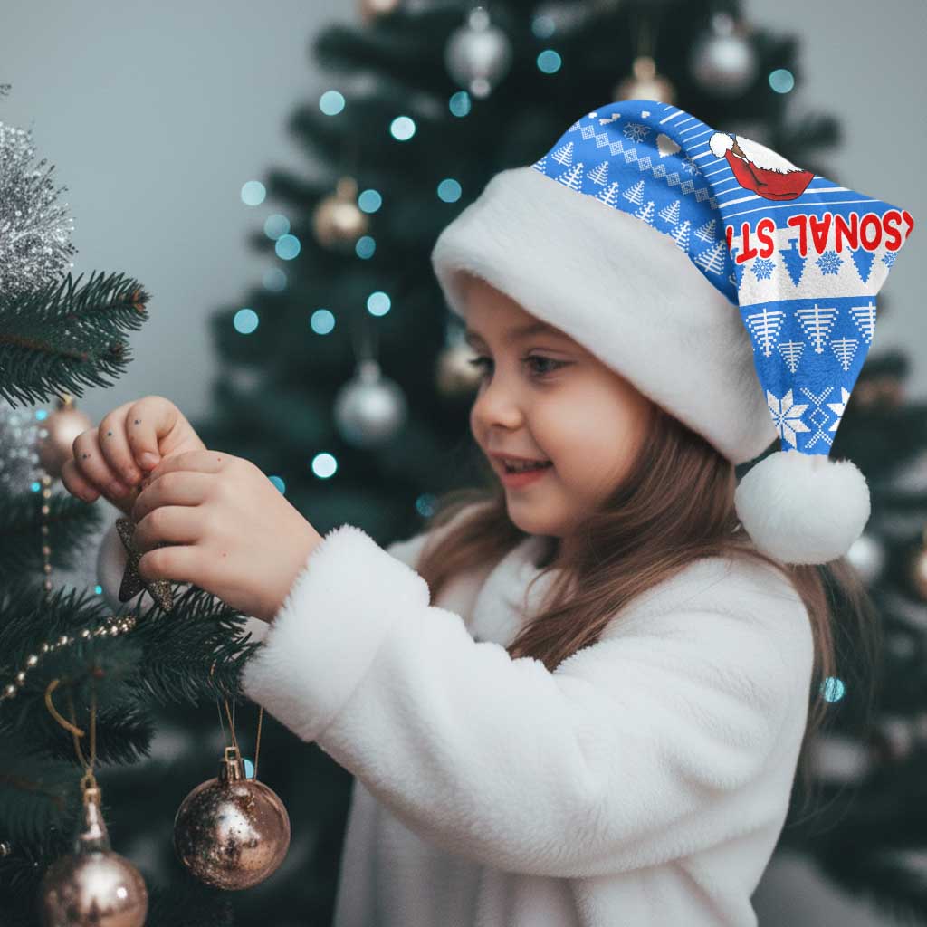 Christmas Stalker Bulldog Christmas Santa Hat Xmas Holiday Patterns - Wonder Print Shop