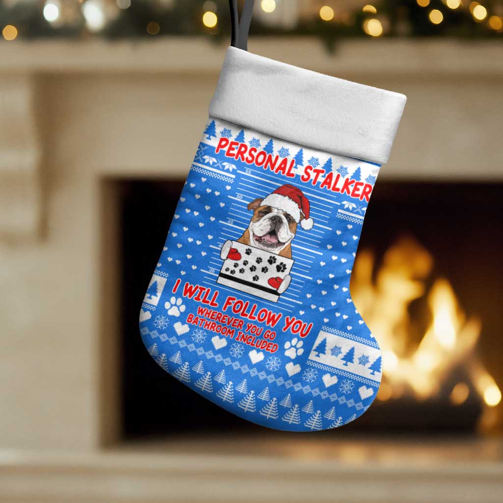 Christmas Stalker Bulldog Christmas Stocking Xmas Holiday Patterns - Wonder Print Shop