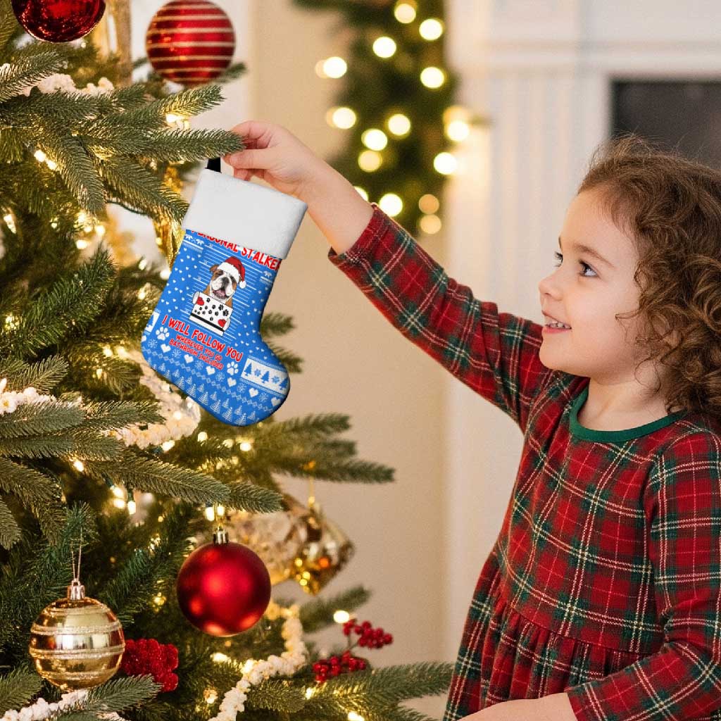 Christmas Stalker Bulldog Christmas Stocking Xmas Holiday Patterns - Wonder Print Shop