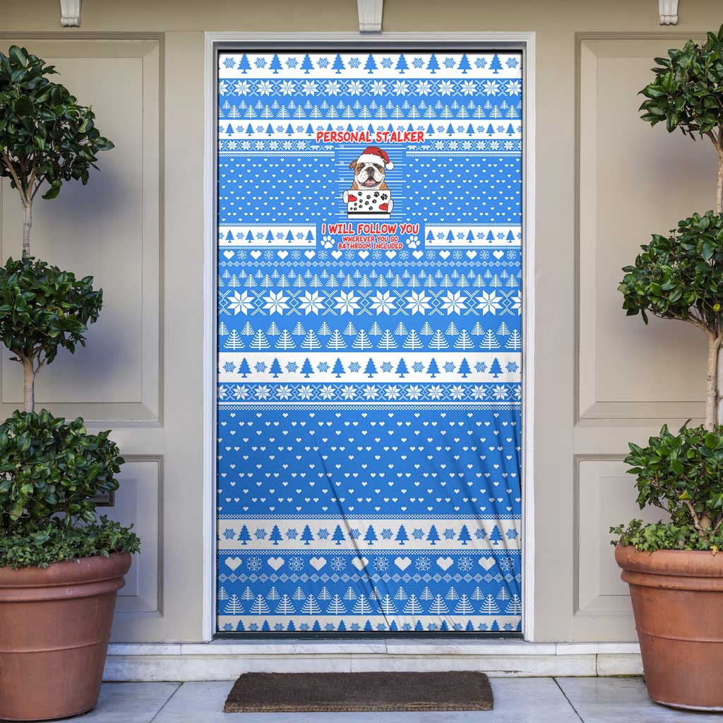 Christmas Stalker Bulldog Door Cover Xmas Holiday Patterns - Wonder Print Shop