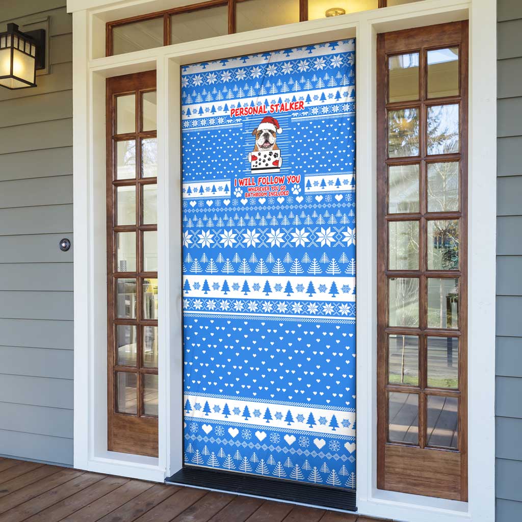 Christmas Stalker Bulldog Door Cover Xmas Holiday Patterns - Wonder Print Shop