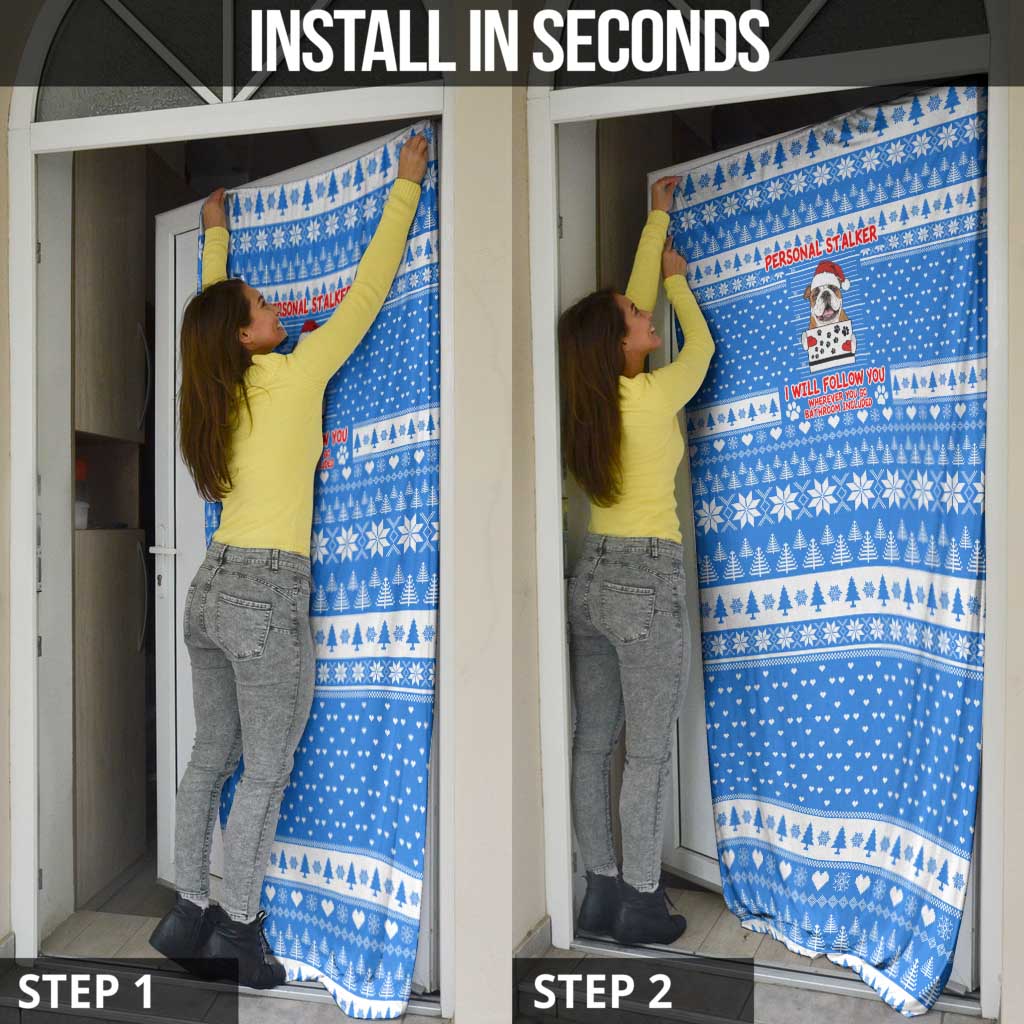 Christmas Stalker Bulldog Door Cover Xmas Holiday Patterns - Wonder Print Shop