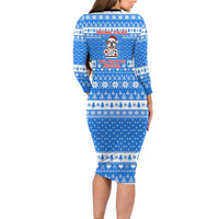 Christmas Stalker Bulldog Family Matching Long Sleeve Bodycon Dress and Hawaiian Shirt Xmas Holiday Patterns - Wonder Print Shop