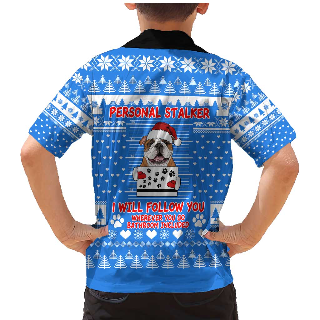 Christmas Stalker Bulldog Family Matching Mermaid Dress and Hawaiian Shirt Xmas Holiday Patterns - Wonder Print Shop