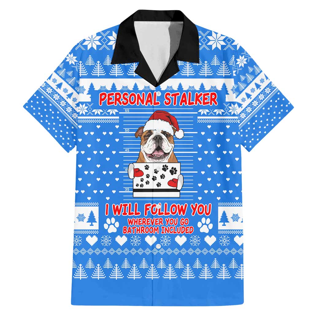 Christmas Stalker Bulldog Family Matching Mermaid Dress and Hawaiian Shirt Xmas Holiday Patterns - Wonder Print Shop
