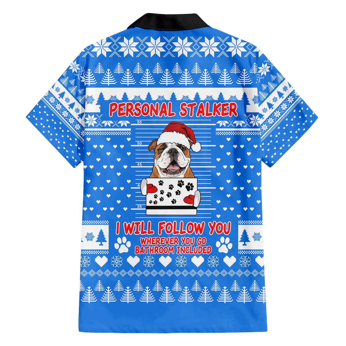 Christmas Stalker Bulldog Family Matching Off The Shoulder Long Sleeve Dress and Hawaiian Shirt Xmas Holiday Patterns - Wonder Print Shop