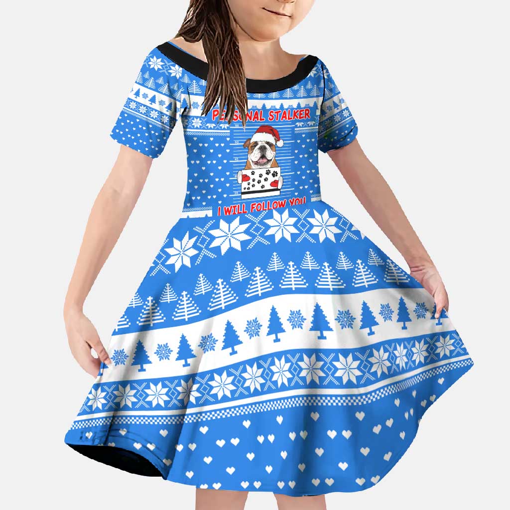 Christmas Stalker Bulldog Family Matching Off Shoulder Maxi Dress and Hawaiian Shirt Xmas Holiday Patterns - Wonder Print Shop