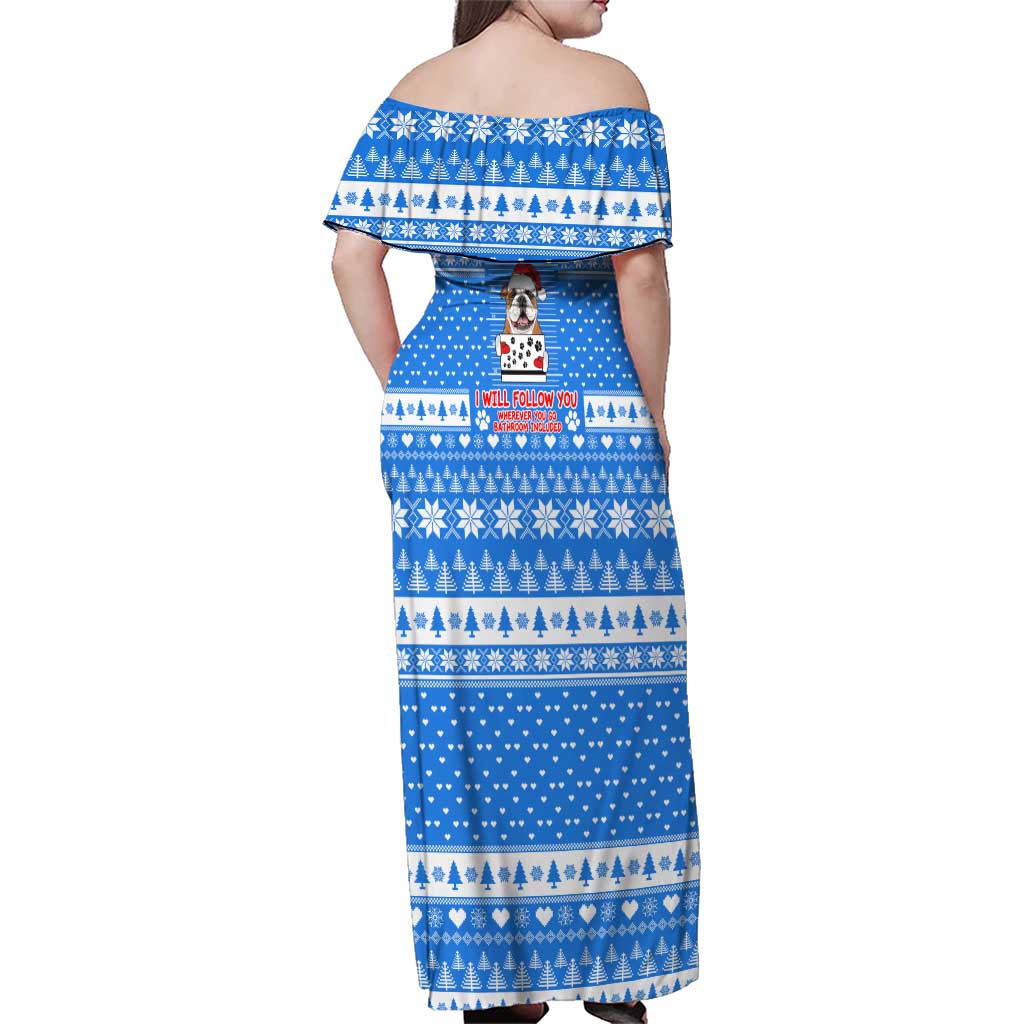 Christmas Stalker Bulldog Family Matching Off Shoulder Maxi Dress and Hawaiian Shirt Xmas Holiday Patterns - Wonder Print Shop