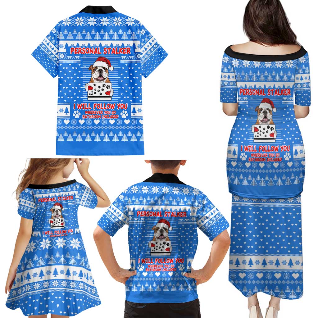 Christmas Stalker Bulldog Family Matching Puletasi and Hawaiian Shirt Xmas Holiday Patterns - Wonder Print Shop