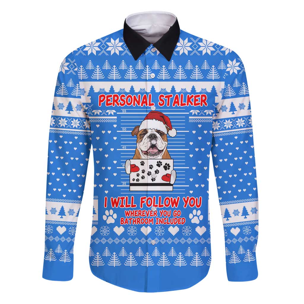 Christmas Stalker Bulldog Family Matching Puletasi and Hawaiian Shirt Xmas Holiday Patterns - Wonder Print Shop