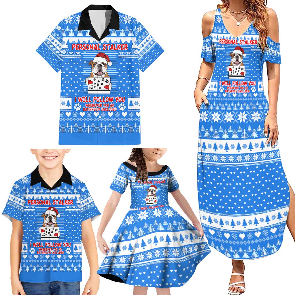 Christmas Stalker Bulldog Family Matching Summer Maxi Dress and Hawaiian Shirt Xmas Holiday Patterns - Wonder Print Shop