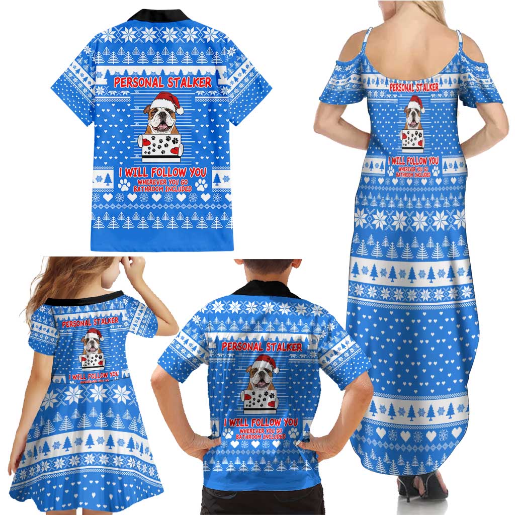 Christmas Stalker Bulldog Family Matching Summer Maxi Dress and Hawaiian Shirt Xmas Holiday Patterns - Wonder Print Shop