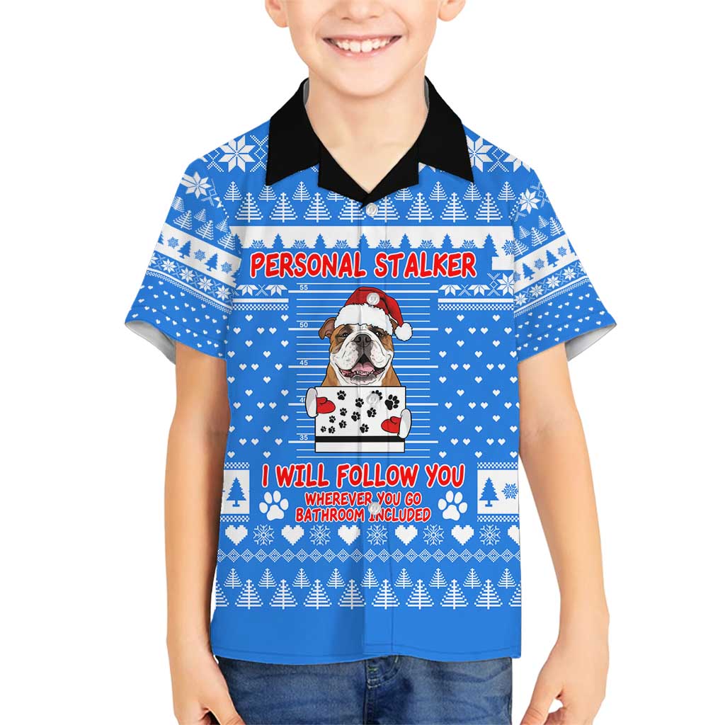 Christmas Stalker Bulldog Family Matching Summer Maxi Dress and Hawaiian Shirt Xmas Holiday Patterns - Wonder Print Shop