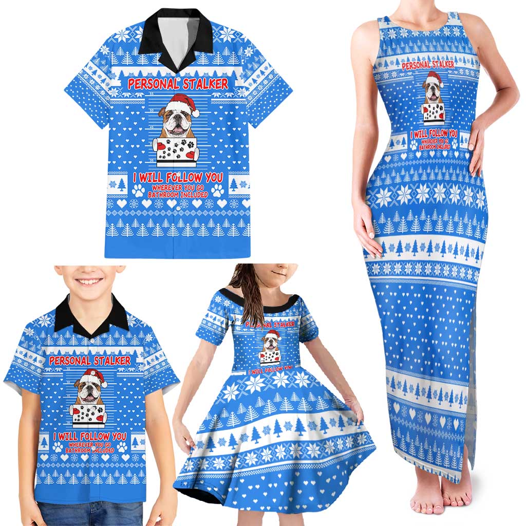 Christmas Stalker Bulldog Family Matching Tank Maxi Dress and Hawaiian Shirt Xmas Holiday Patterns - Wonder Print Shop