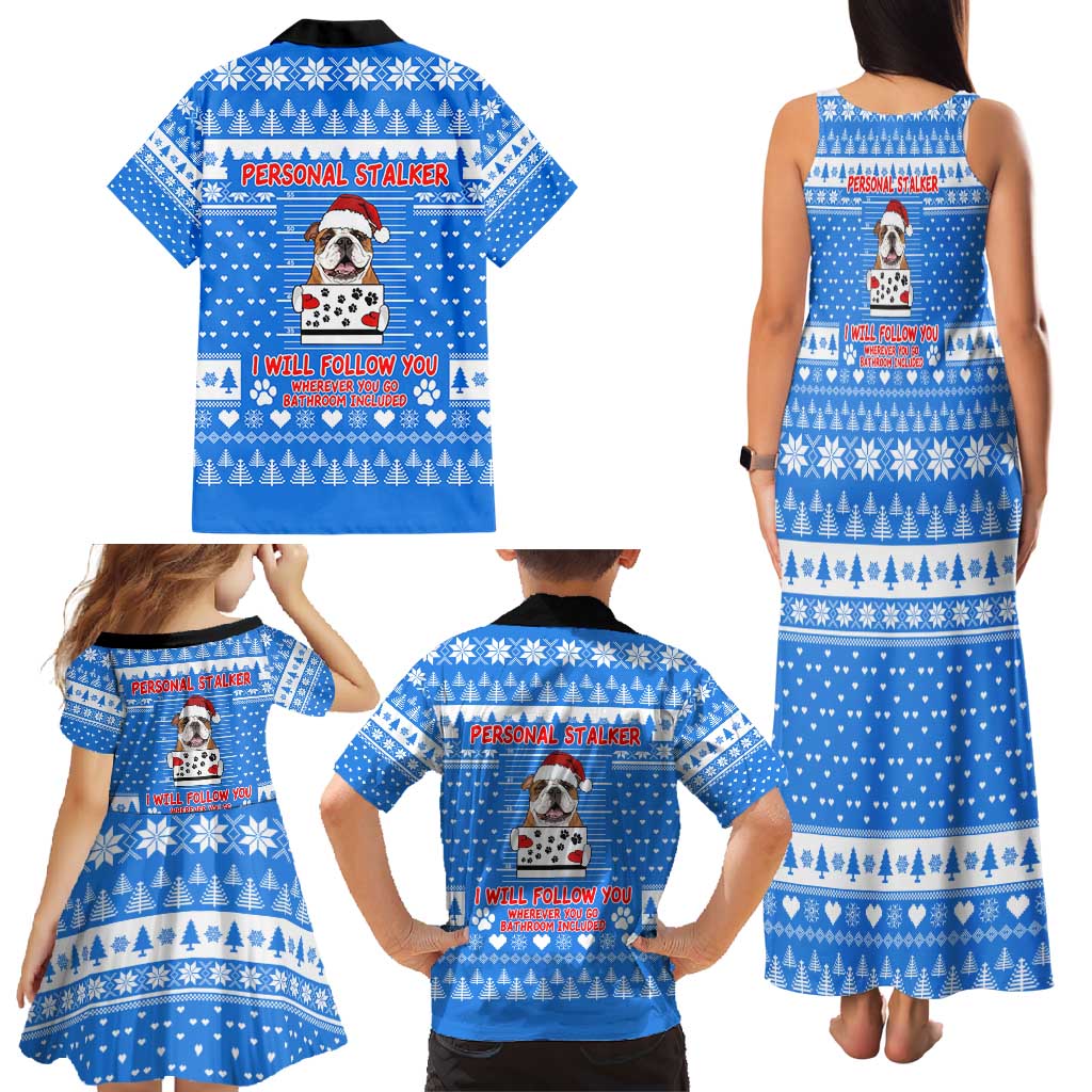Christmas Stalker Bulldog Family Matching Tank Maxi Dress and Hawaiian Shirt Xmas Holiday Patterns - Wonder Print Shop