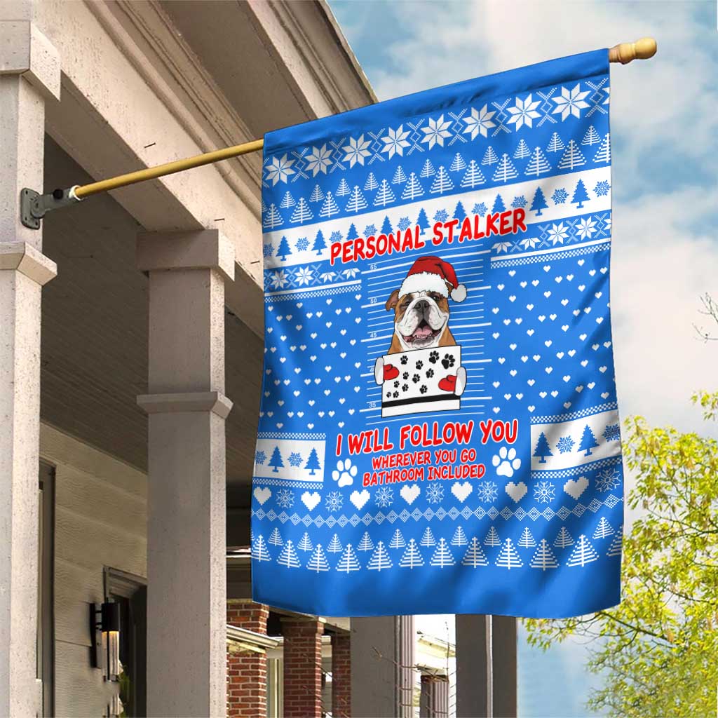 Christmas Stalker Bulldog Garden Flag Xmas Holiday Patterns - Wonder Print Shop